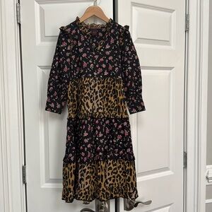 Scotch & Soda girls prairie leopard floral dress size 6